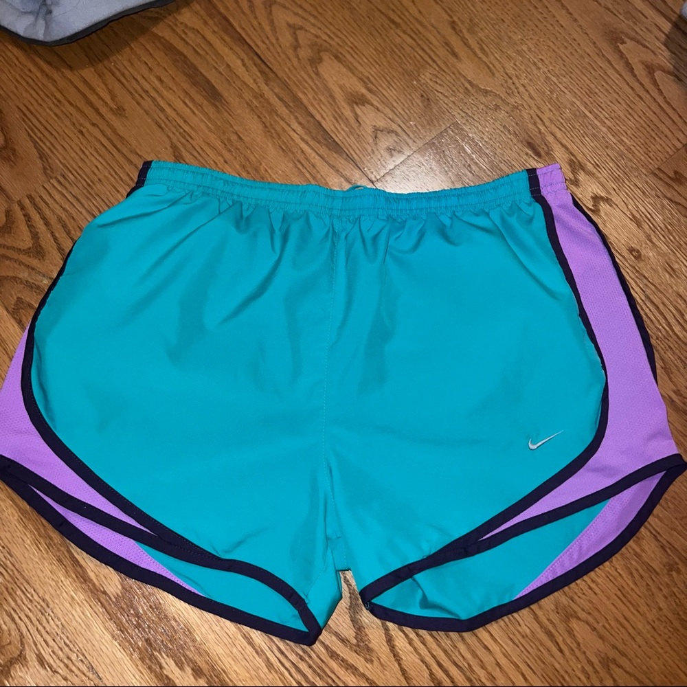Women’s Nike Tempo Shorts in Green and Purple